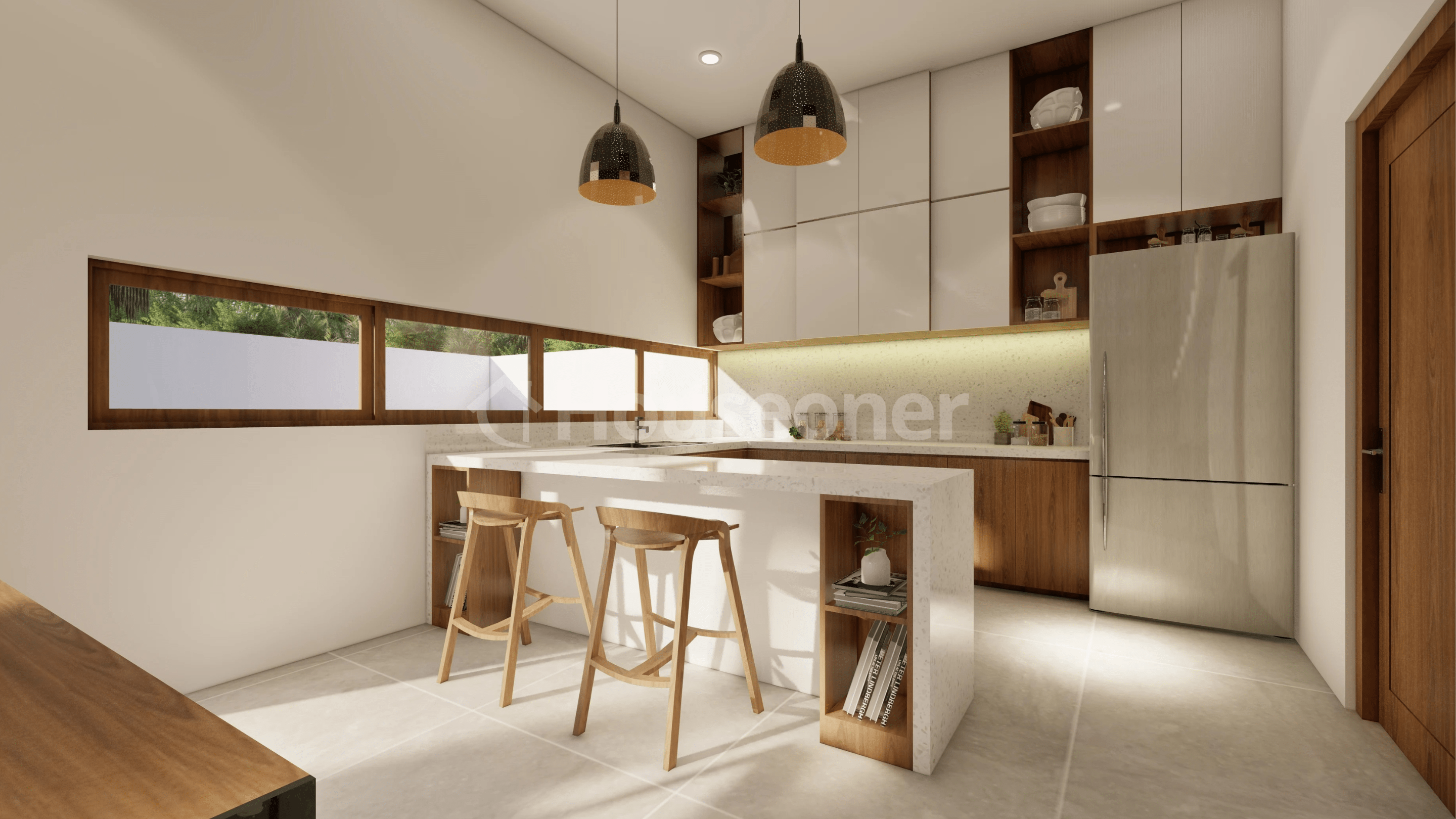 Houseoner casa modular prefabricada interiores bonitos cocinas estilos de casas con mesa y jardin escaleras